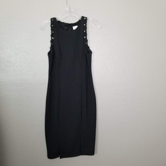 Bisou Bisou Dresses & Skirts - Bisou Bisou NWT Black Sheath Lace Grommet Dress 8